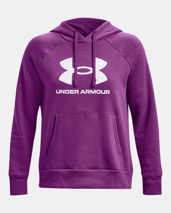 Sweat à capuche UA Rival Fleece Big Logo pour femme, Purple, pdpMainDesktop image number 4